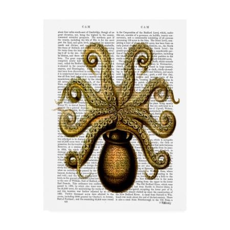 Fab Funky 'Vintage Yellow Octopus, Underside' Canvas Art,18x24